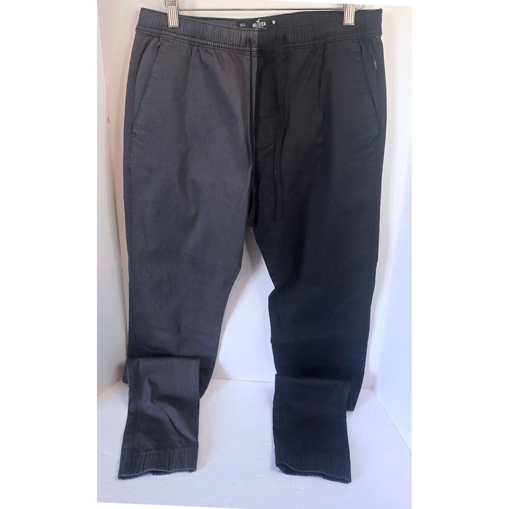 Hollister Stacked Skinny Jogger Pants Men Medium Two Tone Black Grey Colorblock